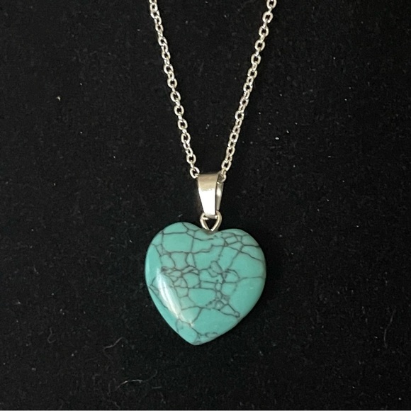 New S925 Sterling Silver Handmade Natural Polished Turquoise Stone 18” Necklace - Picture 5 of 15